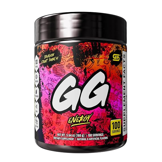Gamer Supps GG Energy - Dragonfruit Punch (100 Servings) - Keto Friendly Gaming Energy and Nootropic Blend, Sugar Free + Organic Caffeine + Vitamins, Powder Drink