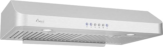 30" Under Cabinet Range Hood with 6" Round Top & 3-1/4"x10" Top/Rear Vent | 900CFM, Dual Motors, 6" Low Profile, 4 Speeds Powerful Operation, LED Lights, 3 Vent Adapters, ETL Certified, Stainless Steel
