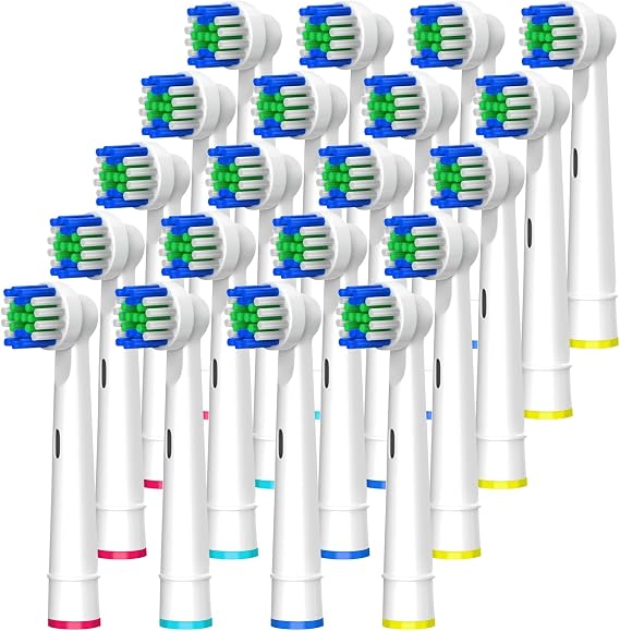 FIRIK Elektrikli Diş Fırçası Yedek Başlıkları, Uyumlu Oral B Braun Yedek Fırça Başlıkları, 20 Adet Profesyonel Elektrikli Fırça Kafaları, Oral B Yedek Başlıklar için Yedek Başlıklar, Beyaz