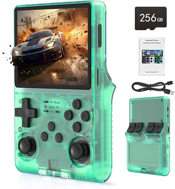 RegiisJoy 30000 in 1 Handheld Game Console, 3.5 inch IPS Screen Retro Game Console, Mini Portable Pocket Arcade 3800mAh 45 simulators 256G TF Card