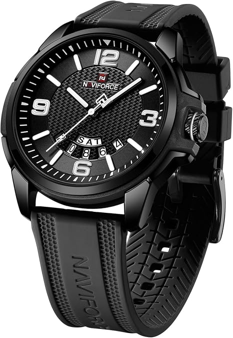 NAVIFORCE Silicone Strap Watch for Women - Waterproof Analog Military Sports Unisex Wristwatch with Date Function