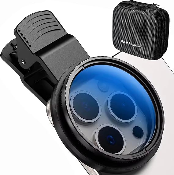 52mm CPL Filter for Phone/DSLR, HD Circular Polarizer Polarizing Filter with Universal Clip, Lens Attachment for iPhone 16 15 14 13 12 Samsung Galaxy Pixel and Other Smart Phones/Camera