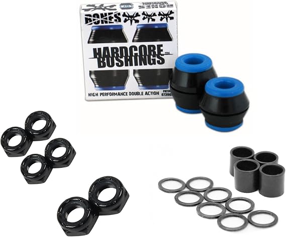 Bones Skateboard Black Soft Bushings with Axle, Kingpin Nuts and Speed Kit