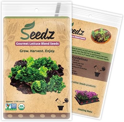Organic Lettuce Seeds, APPR. 1,100, Lettuce Blend, Heirloom Vegetable Seeds, Certified Organic, Non GMO, Non Hybrid, USA