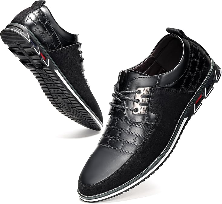Mens Dress Shoes Casual Business Oxford Derby Orthopedic Leather Shoes Simple Lace-up Walk Loafers Flats Shoes for Men