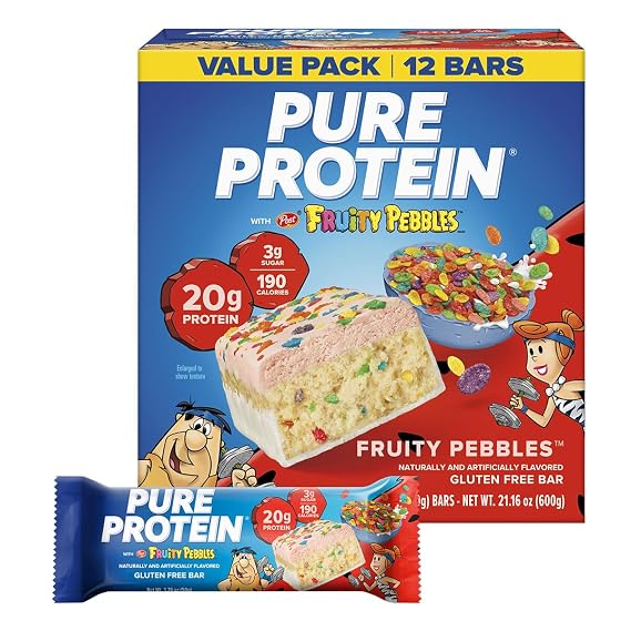 Pure Protein Fruity PEBBLESTM Protein Bars, 20g Protein, Gluten Free, 12 Ct
