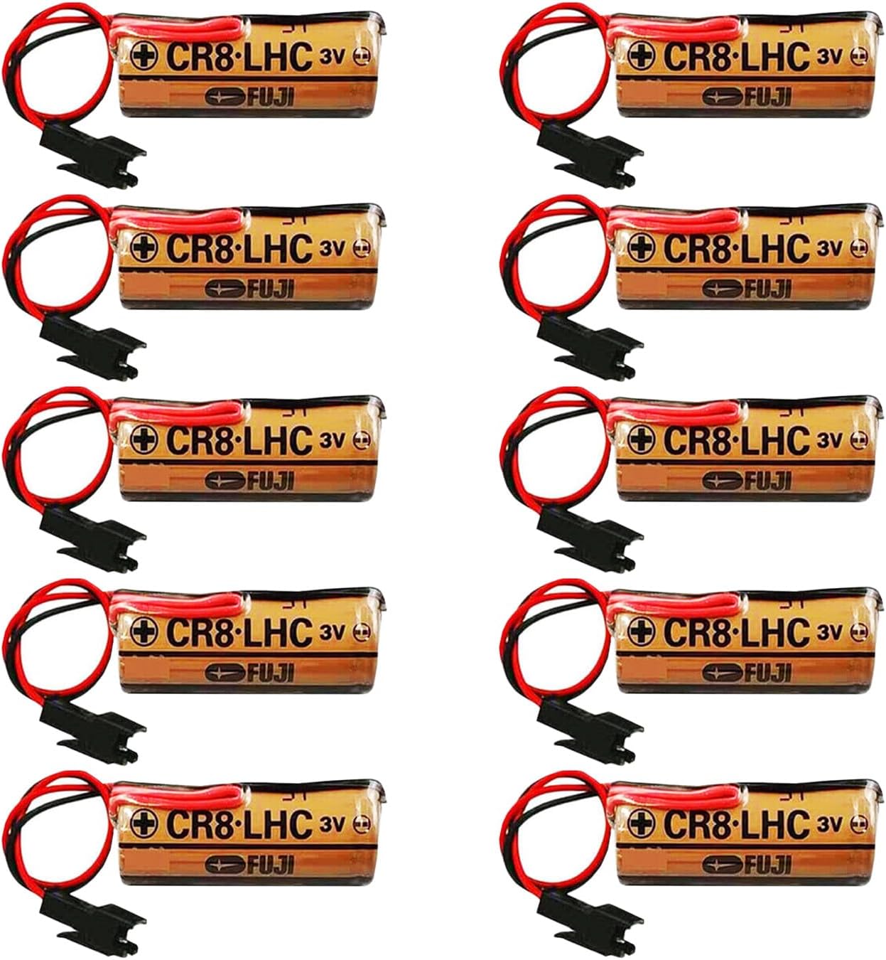 10 Pack CR8. LHC 3V 2600mAh Non-Rechargeable Lithium Battery Replacement for Fuji FDK CR8.LHC 17450 Battery with Black Plug