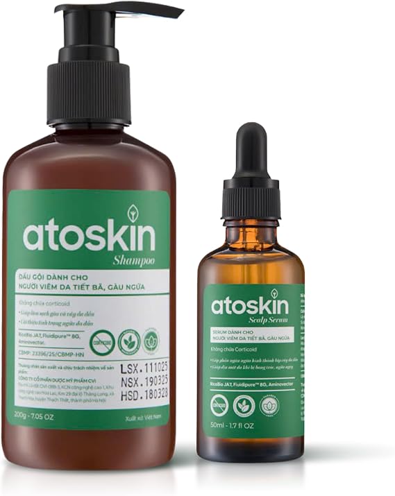 Atoskin Shampoo & Atoskin Scalp Duo for Flaky, Oily, or Sensitive Scalp Gentle Formula with Botanical Extracts