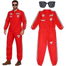 Racing Driver Costume Men Women Jumpsuit with Sunglasses for Carnival Halloween Fancy Dress Theme Party Adult Set