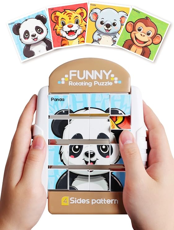 回転パズル 16ピース 子供用 4~6歳 幼児パズル 3歳以上 ロードトリップ、飛行機でのアクティビティゲーム 旅行のおもちゃ - 頭の体操、細かい運動能力、誕生日プレゼント、男の子と女の子向け
