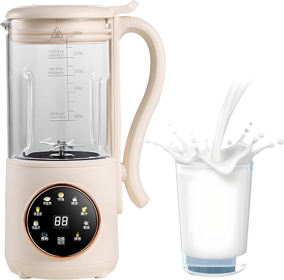 Soy Milk Maker Machine Nut Milk Maker, 8 In 1 Automatic Nut Milk Maker with Delay Start, Auto Clean, Keep Warm, for Oat, Almond, Coconut & Plant-based Milks