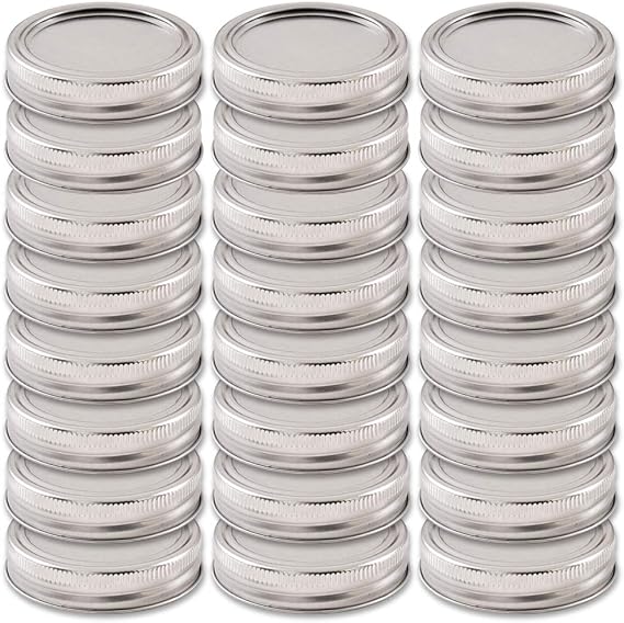 Newk 24 Sets Regular Mouth Mason Jar Lids and Rings, Reuseable Metal Mason Jar Canning with Silicone Gasket Lids Fits Ball, Kerr & More Jars24