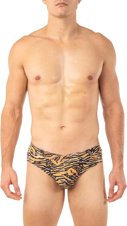 Gary Majdell Sport Men's Bikini Swimsuit with Crossover Waistband - Available in Shiny Tricot, Liquid Metallic, and Prints