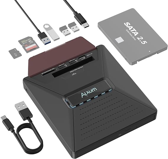 Alxum External CD DVD Drive, Optical Disc Reader Burner with SATA Interface