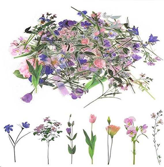 80 Pcs Flower Stickers, Self-Adhesive Paper Stickers for Scrapbooking