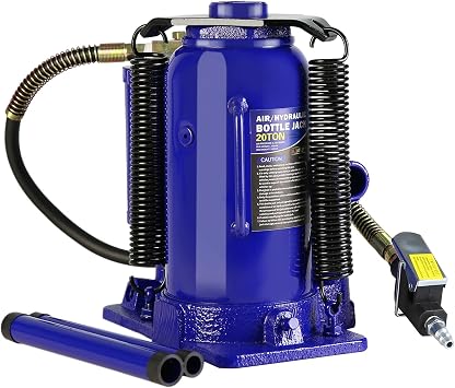 20 Ton Pneumatic Air Bottle Jack with Manual Hand Pump Air Hydraulic Jack for Heavy Duty Auto Trucks Lifting Range 10.2"-20.1" Blue