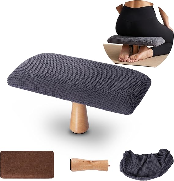 Meditation Bench Kneeling Stool Foldable Wooden Prayer Seat (Blue)