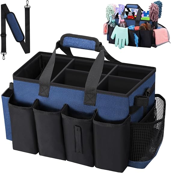 Wearable Large Cleaning Caddy Bag for Housekeepers (Blue)
