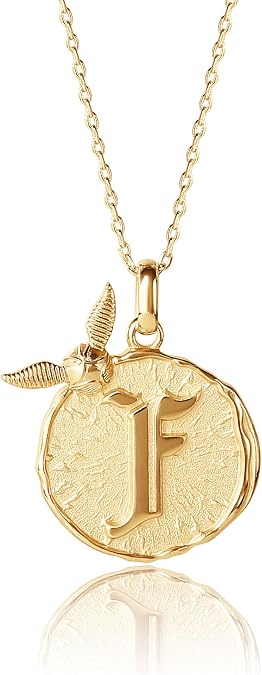 Harry Potter Womens Initial Necklace Official License - 18" Gold Flash-Plated Golden Snitch Letter Necklace - Choose Letter