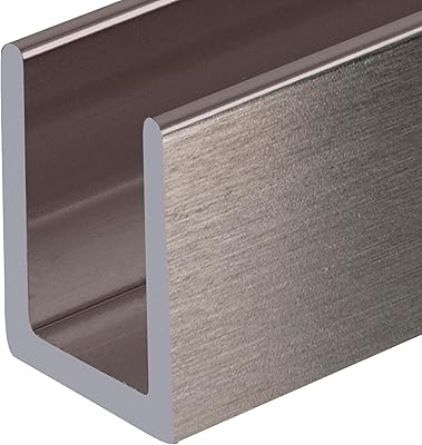 CRL Brushed Nickel Frameless Shower Door Aluminum Deep U-Channel for 38 Thick Glass - 12 ft Long