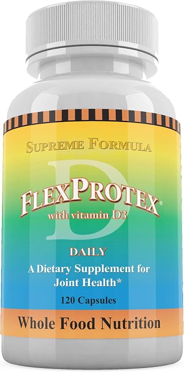 Daily Health, Flexprotex D 884mg Joint Muscle Support 120 Capsules Natural Herbal Turmeric Chondroitin Glucosamine Yucca Boswellia Hyaluronic Acid Ashwagandha D3 Magnesium (1 Month Supply)