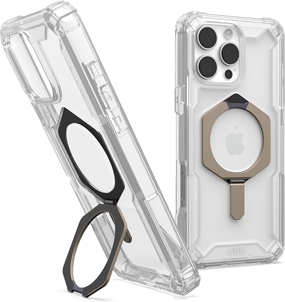 URBAN ARMOR GEAR UAG Designed for iPhone 16 Pro Max Case 6.9" Plasma XTE Clear/Titanium, Compatible with MagSafe Charging Rugged Shockproof Anti-Slip Military Grade Protective Cover with Kickstand