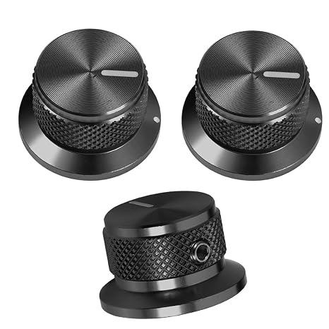 3Pcs Metal Guitar Bass Knobs 6mm(Black)