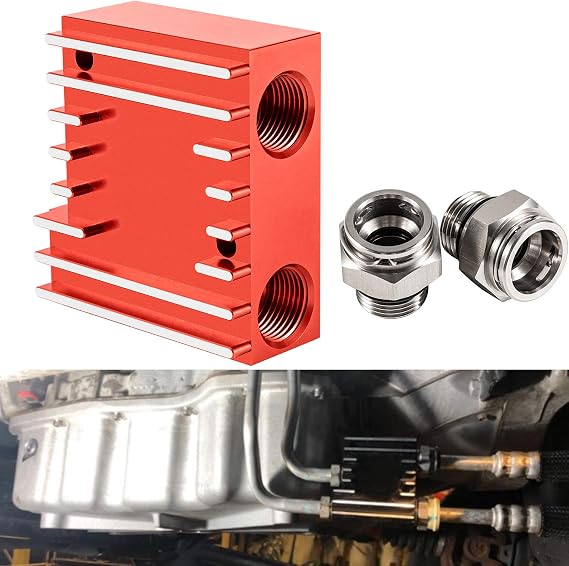 Transmission Cooler Thermostatic Bypass Upgrade Fit for 2013-2018 Dodge Ram 6.7L Cummins Diesel 68RFE Red