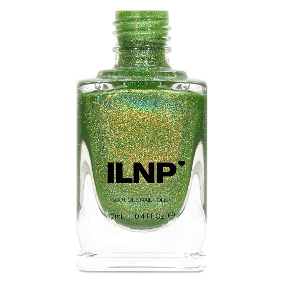 ILNP 1UP - Lime Green Holographic Nail Polish, Chip Resistant Manicure, Long Wear Nail Lacquer, Smooth & Glossy Finish, Non-Toxic, Vegan, Cruelty Free, 12ml