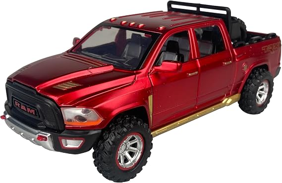 WANBAO 1:32 Scale 2021 RAM 1500 TRX Pick-up Truck ORV Alloy Diecast Model Toy with Spare Tires & Rack (Red)