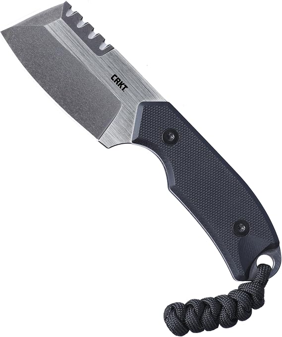 CRKT Razel Compact Utility Fixed Blade Knife with Sheath, Black, 4036