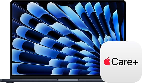 Apple 2026 MacBook Air 15-inch Laptop with M5 chip: Built for AI, 15.3-inch Display, 16GB Unified Memory, 1TB SSD, 12MP Center Stage Camera, Touch ID, Wi-Fi 7; Midnight with AppleCare+ (3 years)