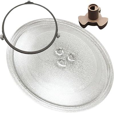 Microwave Plate, Microwave Oven Glass Tray With Coupler And Ring, Replacement Flat Base Glass Tray, Compatible All Brands Microwave Glass Turntable Plate, Microwave Accessories 9.6 10 10.6 12.4