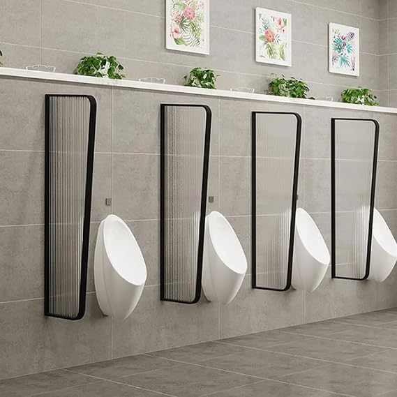 Urinal Partition Wall Mounted Men Urinal Privacy Screen Public Toilet Partition Stainless Steel Urinal Baffle Glass Panel Room Dividers Decorative Separatio,A,4PCS [Energy Class A]