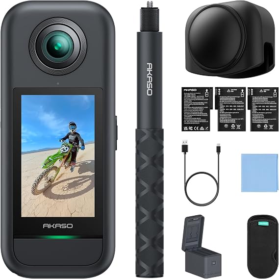 AKASO 360 Action Camera Creator Combo with Lens Cap Bundle