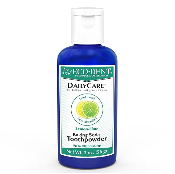 Eco-Dent DailyCare Baking Soda Toothpowder, Lemon-Lime SLS & Fluoride-Free Toothpaste Powder with Minerals & Essential Oils, Toothpaste Alternative + DailyRinse Single-Use Pack