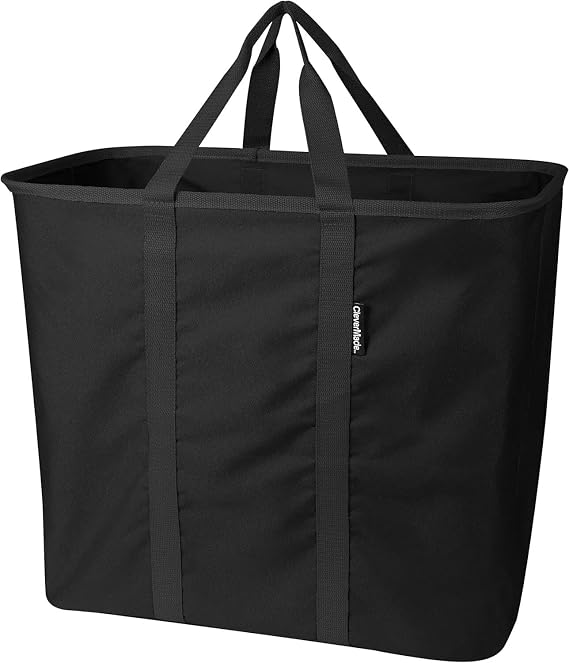 CleverMade Collapsible Laundry Caddy - Black 1 Pack 64L / 17 Gal - Foldable Storage Organization Container Clothes Laundry Room Storage Solution