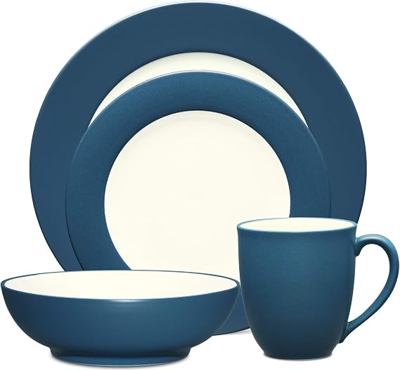 Noritake Colorwave Blue 4-Piece Rim Place Setting, Service for 1