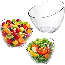Minifactory 3 Pack Clear Acrylic Angled Serving Bowls 43oz/33oz/23oz Thick Plastic Salad & Snack Bowls Set for Party Weddings Kitchen Prep - Chip Resistant Dishwasher Safe Nestable