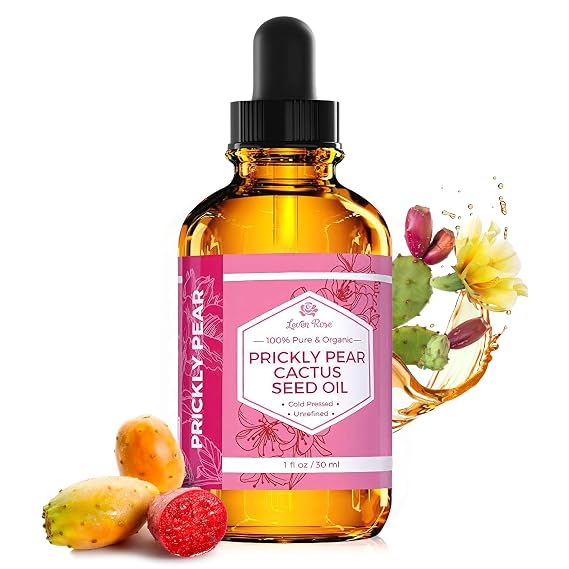 Leven Rose Prickly Pear Seed Oil Barbary Fig 100% Pure Organic Prickly Pear Oil, Extra Virgin, Cold Pressed, All Natural Face, Dry Skin & Body Moisturizer and Hair Treatment 1 oz
