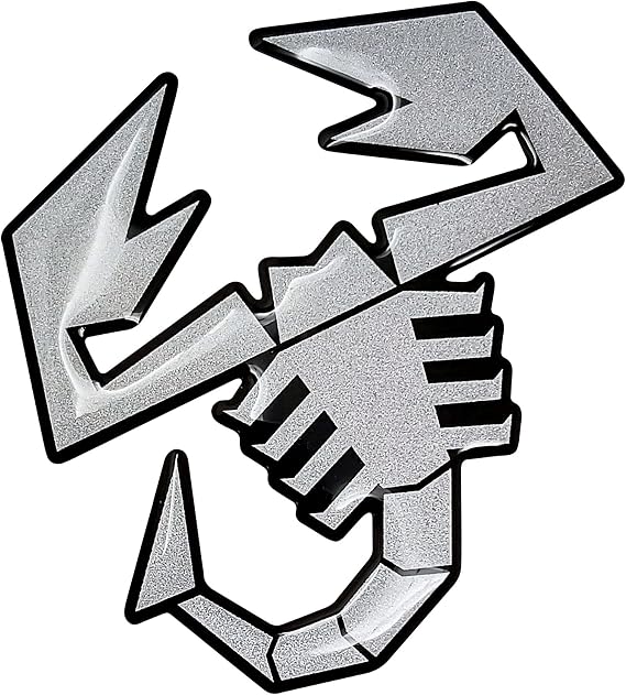 Abarth 3D Sticker Scorpion, Matt Silver and Black, 120 mm