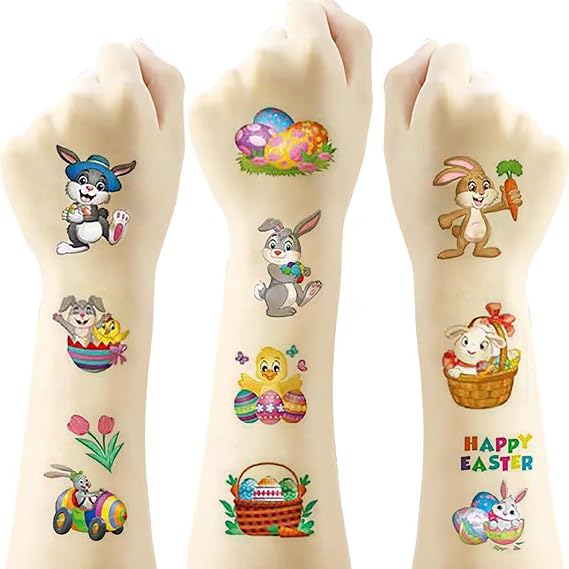 Easter Temporary Tattoos for Kids, Easter themed temporary tattoo stickers,easter basket stuffers,Easter atmosphere decoration 88Pcs