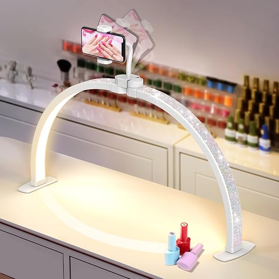 Yokilly Half Moon Light for Nail Desk: 23" Foldable Nail Light for Desk