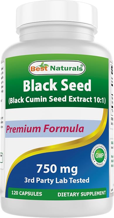 Best Naturals Black Seed (Black Cumin Seed Extract 10:1) 750 mg Per Serving- 120 Capsules
