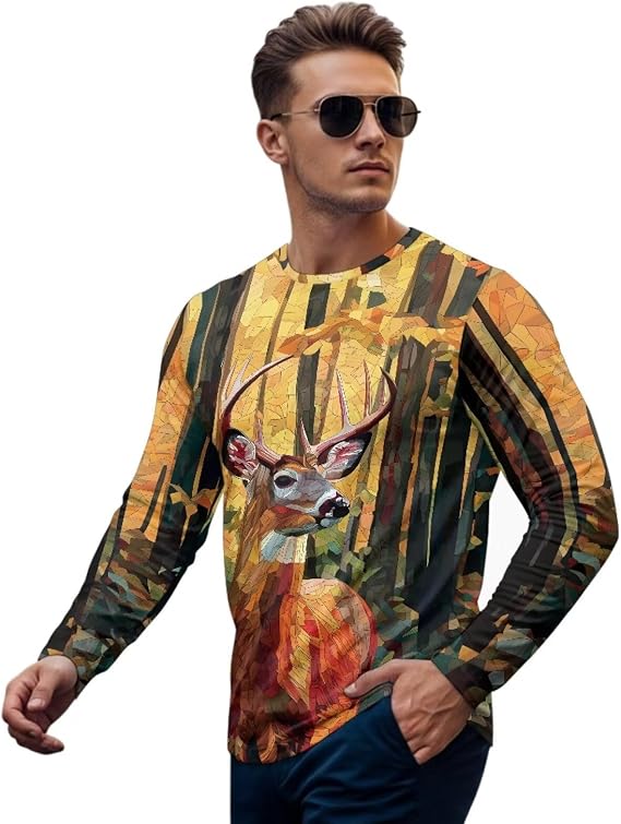 T-Shirts for Men Long Sleeve Crewneck Pullover Tee Shirts Outdoor Athletic Workout T Shirt Sweatshirt Plus Size