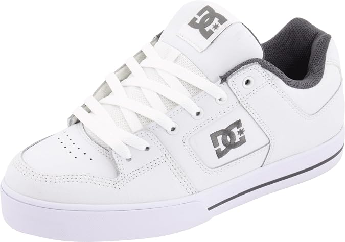 DC Men's Pure Casual Low Top Skate Shoe, White/Battleship/White, 9.5 D US