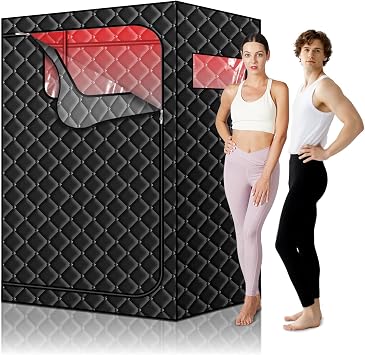 2 Person Portable Infrared Sauna Box, Upgraded Full Size Indoor Home SPA Room, 660nm Red Light Therapy Lamp, Foldable Sauna Chair Set with Remote Control for Home Relaxation & Body Care