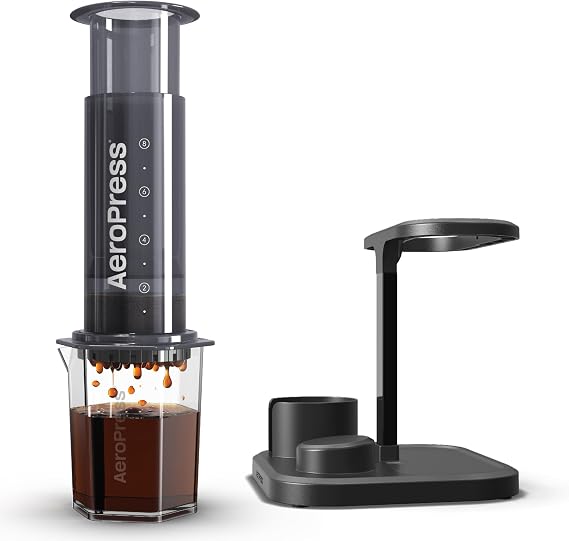 AeroPress XL Coffee Maker Bundle, Coffee Press & Organizer Stand, 3 in 1 French Press, Pourover & Espresso-Style, Smooth Coffee Without Grit or Bitterness, Small Portable, Ideal for Camping & Travel