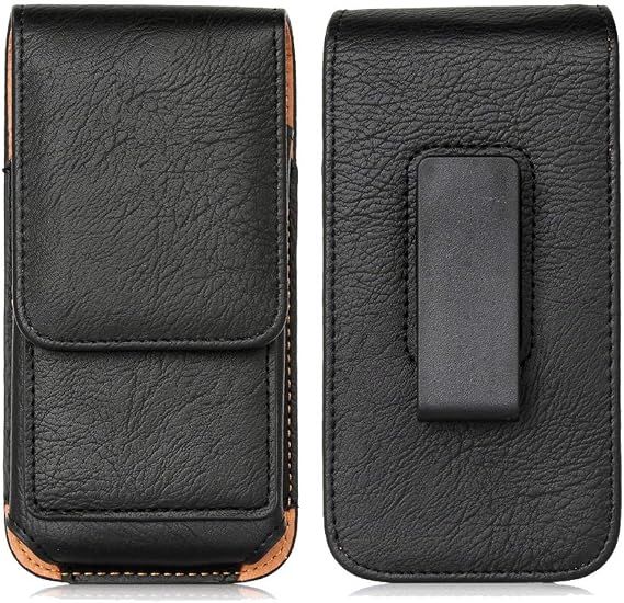 Belt Clip Case for Samsung Galaxy A12 A21S A42 M51 Premium Leather Holster Pouch Magnetic Vertical Waist Phone Bag with Rotating Belt Clip & ID Card Holder, Black