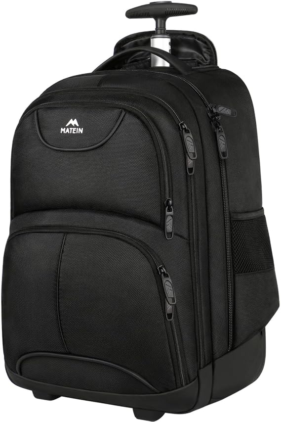 MATEIN Rolling Backpack, 17 inch Water Resistant Wheeled Laptop Backpack
